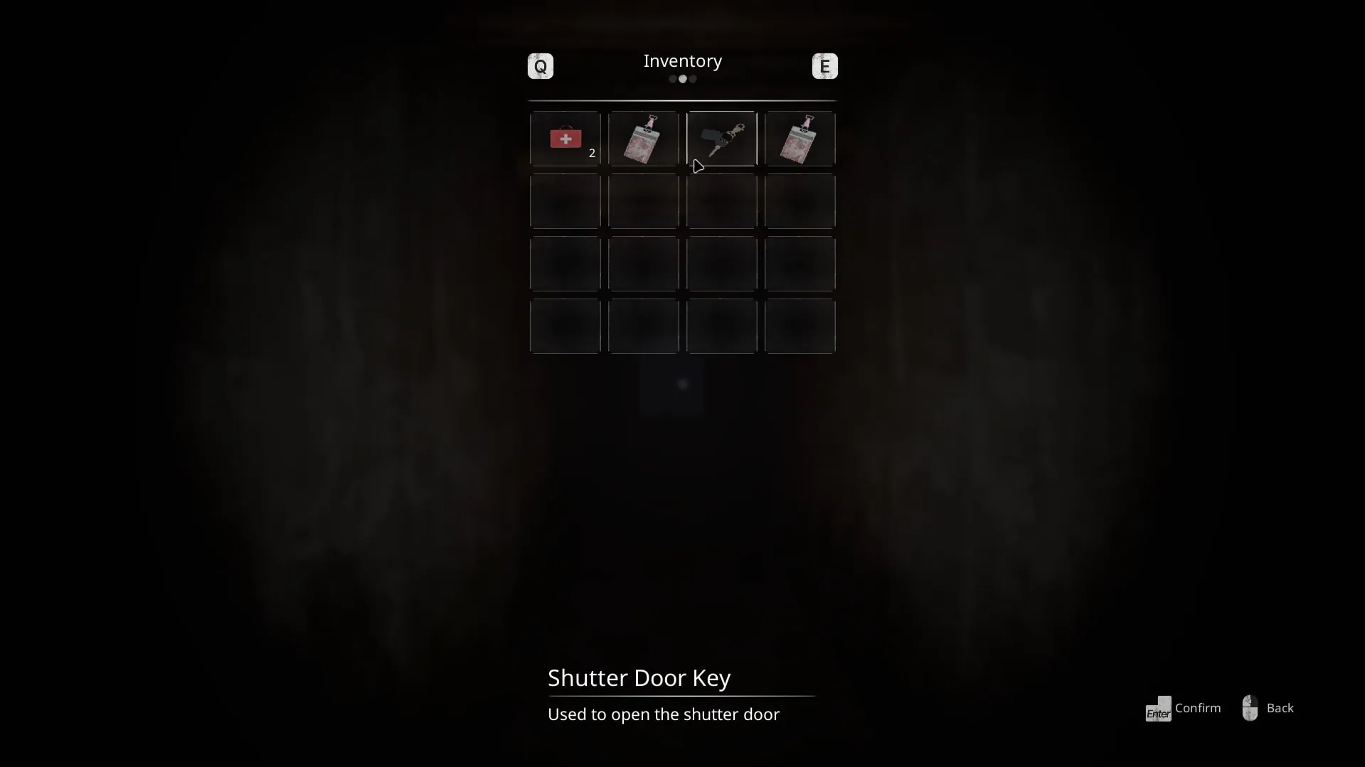 The inventory screen